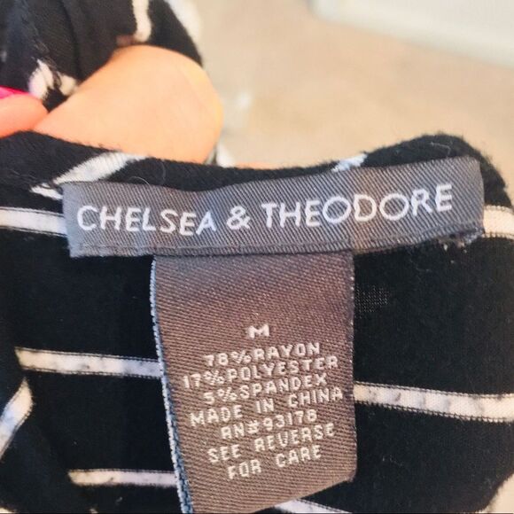 Chelsea & Theodore Striped Black Bow Peplum Top - Picture 10 of 10